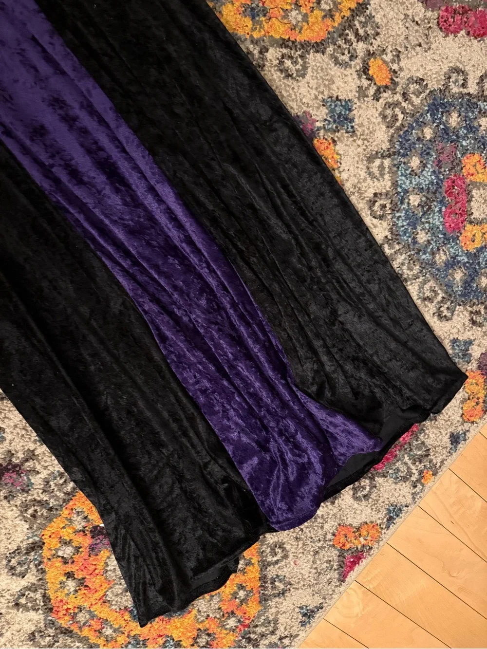 Renaissance Princess Velvet Panel Maxi Dress Black Purple Large Medieval Witchy